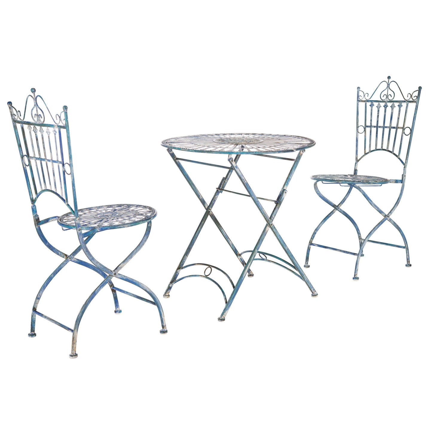 SAFAVIEH Outdoor Saige Victorian Iron 3-Piece Bistro Set - 28Wx28Dx38H