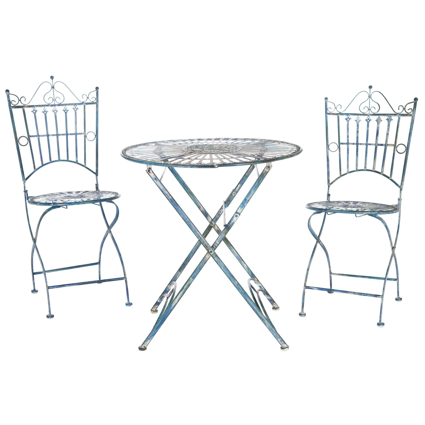 SAFAVIEH Outdoor Saige Victorian Iron 3-Piece Bistro Set - 28Wx28Dx38H