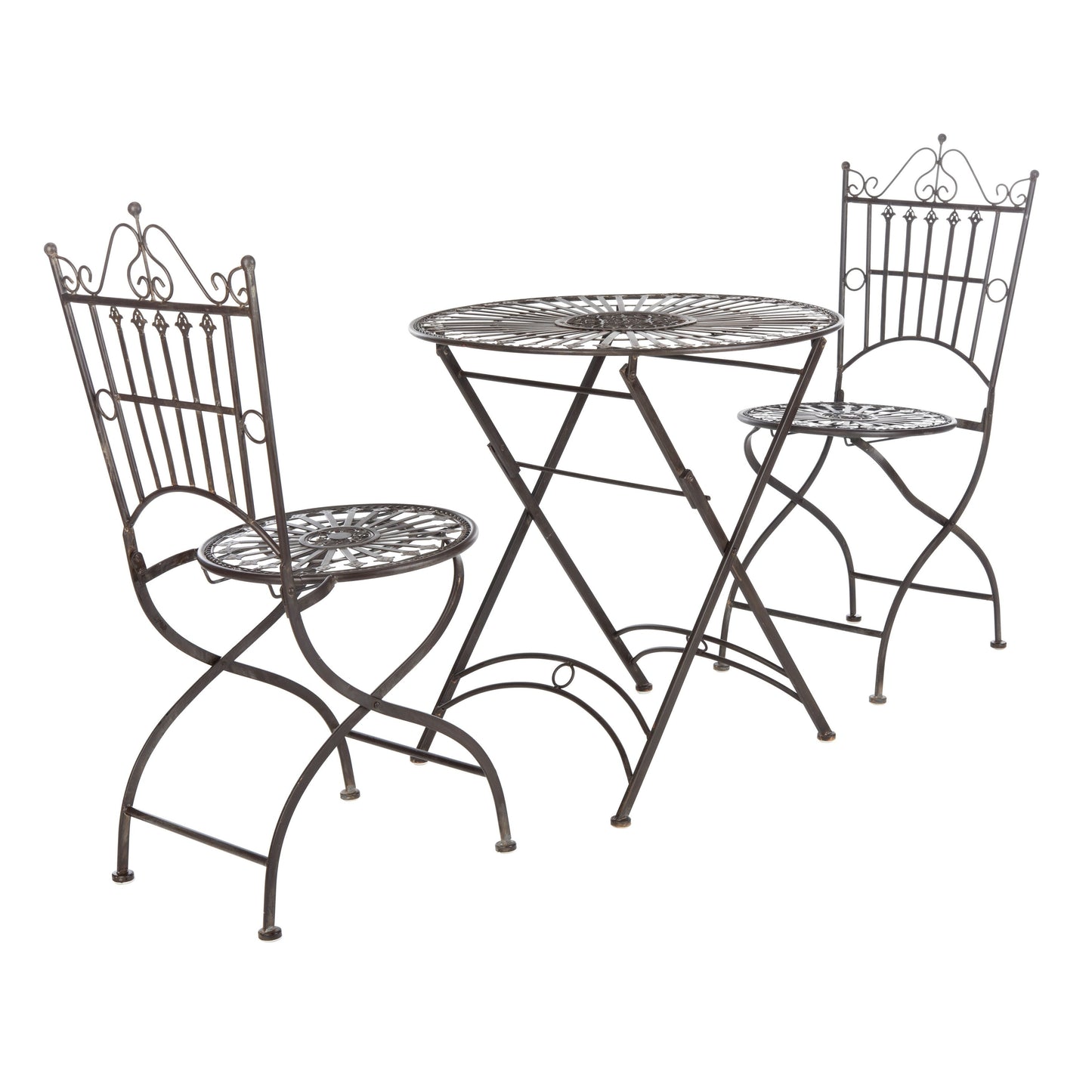 SAFAVIEH Outdoor Saige Victorian Iron 3-Piece Bistro Set - 28Wx28Dx38H
