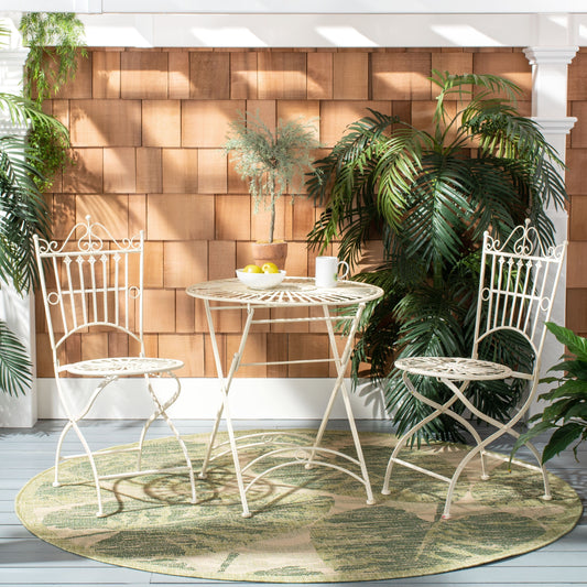 SAFAVIEH Outdoor Saige Victorian Iron 3-Piece Bistro Set - 28Wx28Dx38H