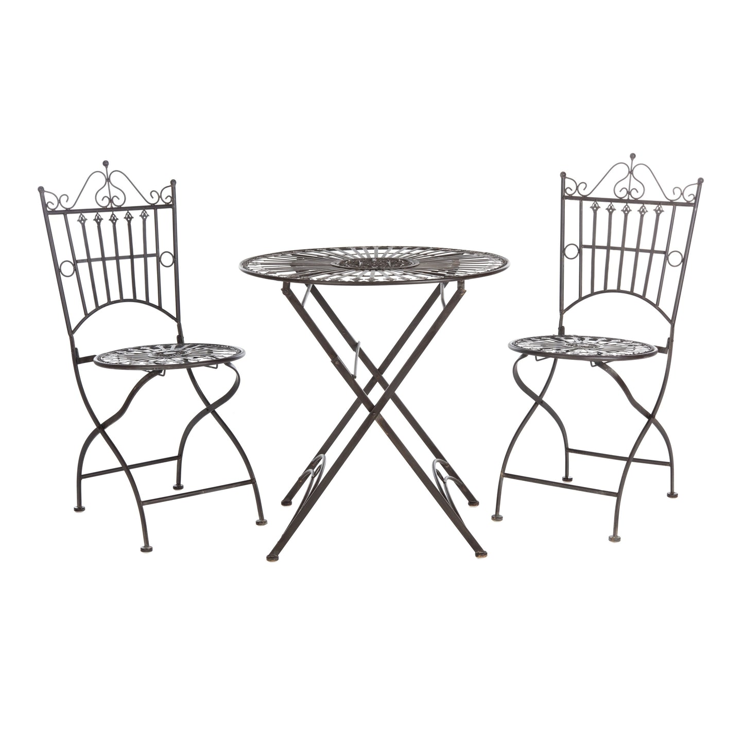 SAFAVIEH Outdoor Saige Victorian Iron 3-Piece Bistro Set - 28Wx28Dx38H