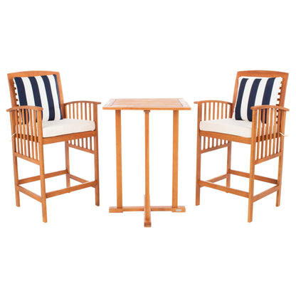 SAFAVIEH Outdoor Sheyla 3-Piece Bar Height Bistro Set - 28Wx28Dx40H