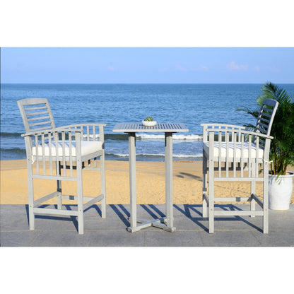 SAFAVIEH Outdoor Sheyla 3-Piece Bar Height Bistro Set - 28Wx28Dx40H