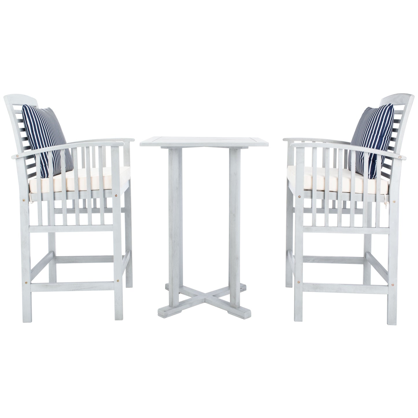 SAFAVIEH Outdoor Sheyla 3-Piece Bar Height Bistro Set - 28Wx28Dx40H