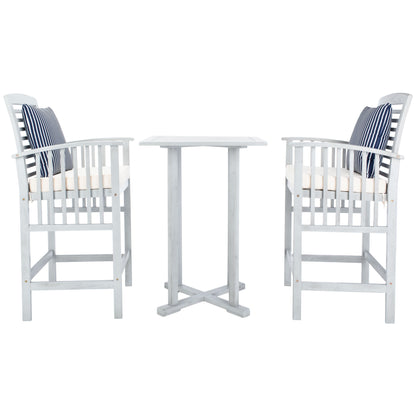 SAFAVIEH Outdoor Sheyla 3-Piece Bar Height Bistro Set - 28Wx28Dx40H