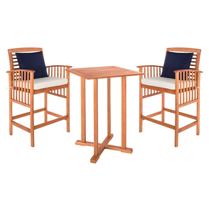 SAFAVIEH Outdoor Sheyla 3-Piece Bar Height Bistro Set - 28Wx28Dx40H