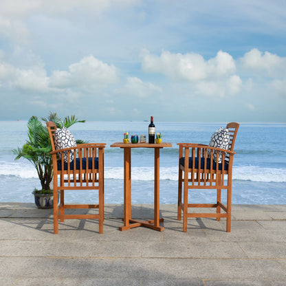 SAFAVIEH Outdoor Sheyla 3-Piece Bar Height Bistro Set - 28Wx28Dx40H