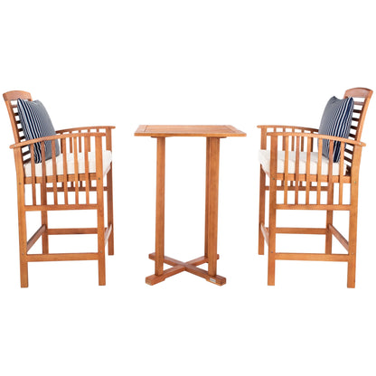 SAFAVIEH Outdoor Sheyla 3-Piece Bar Height Bistro Set - 28Wx28Dx40H