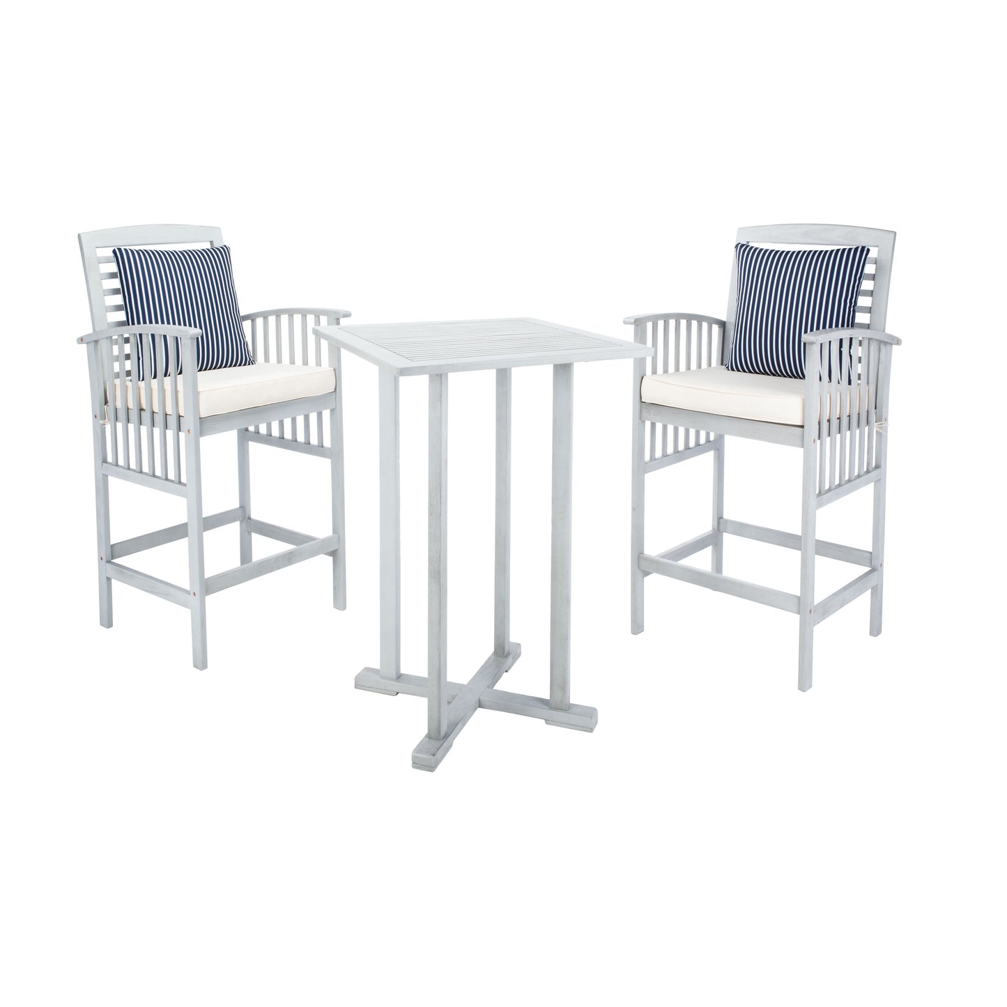 SAFAVIEH Outdoor Sheyla 3-Piece Bar Height Bistro Set - 28Wx28Dx40H