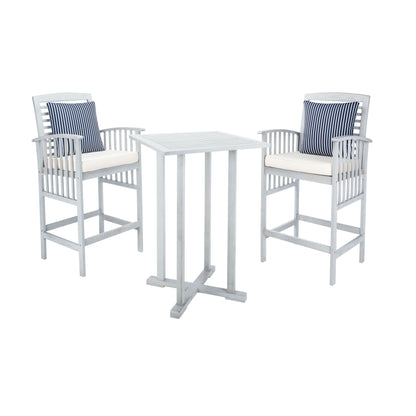 SAFAVIEH Outdoor Sheyla 3-Piece Bar Height Bistro Set - 28Wx28Dx40H