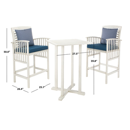 SAFAVIEH Outdoor Sheyla 3-Piece Bar Height Bistro Set - 28Wx28Dx40H