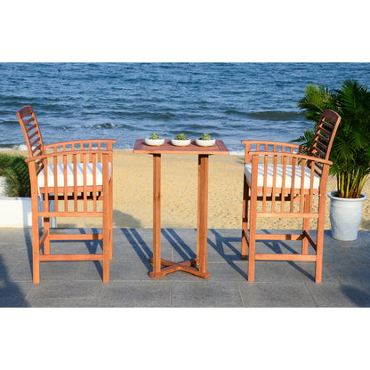 SAFAVIEH Outdoor Sheyla 3-Piece Bar Height Bistro Set - 28Wx28Dx40H