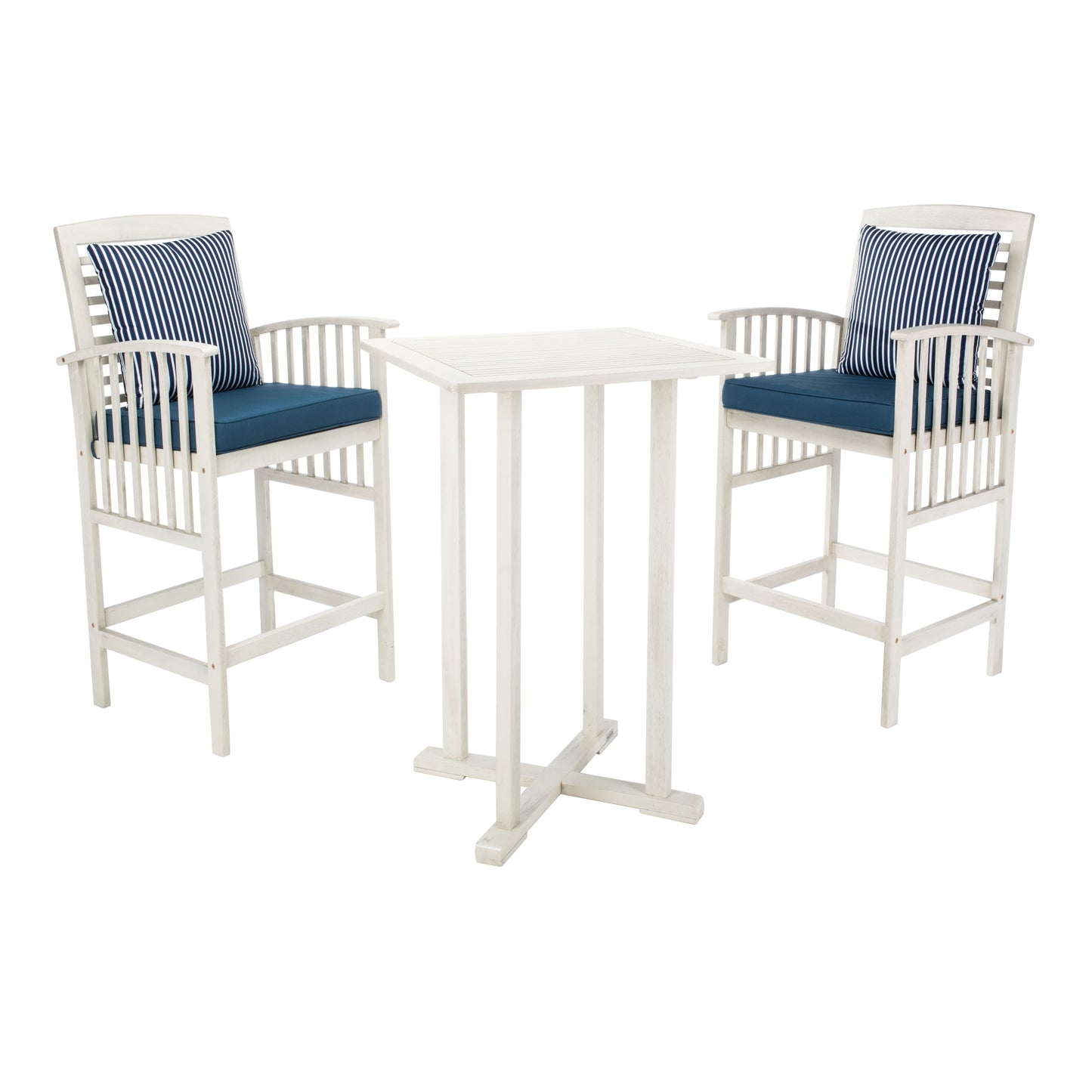 SAFAVIEH Outdoor Sheyla 3-Piece Bar Height Bistro Set - 28Wx28Dx40H