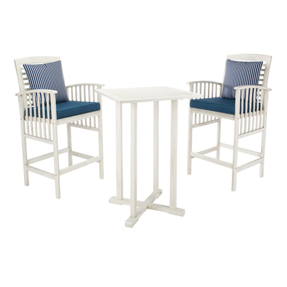 SAFAVIEH Outdoor Sheyla 3-Piece Bar Height Bistro Set - 28Wx28Dx40H