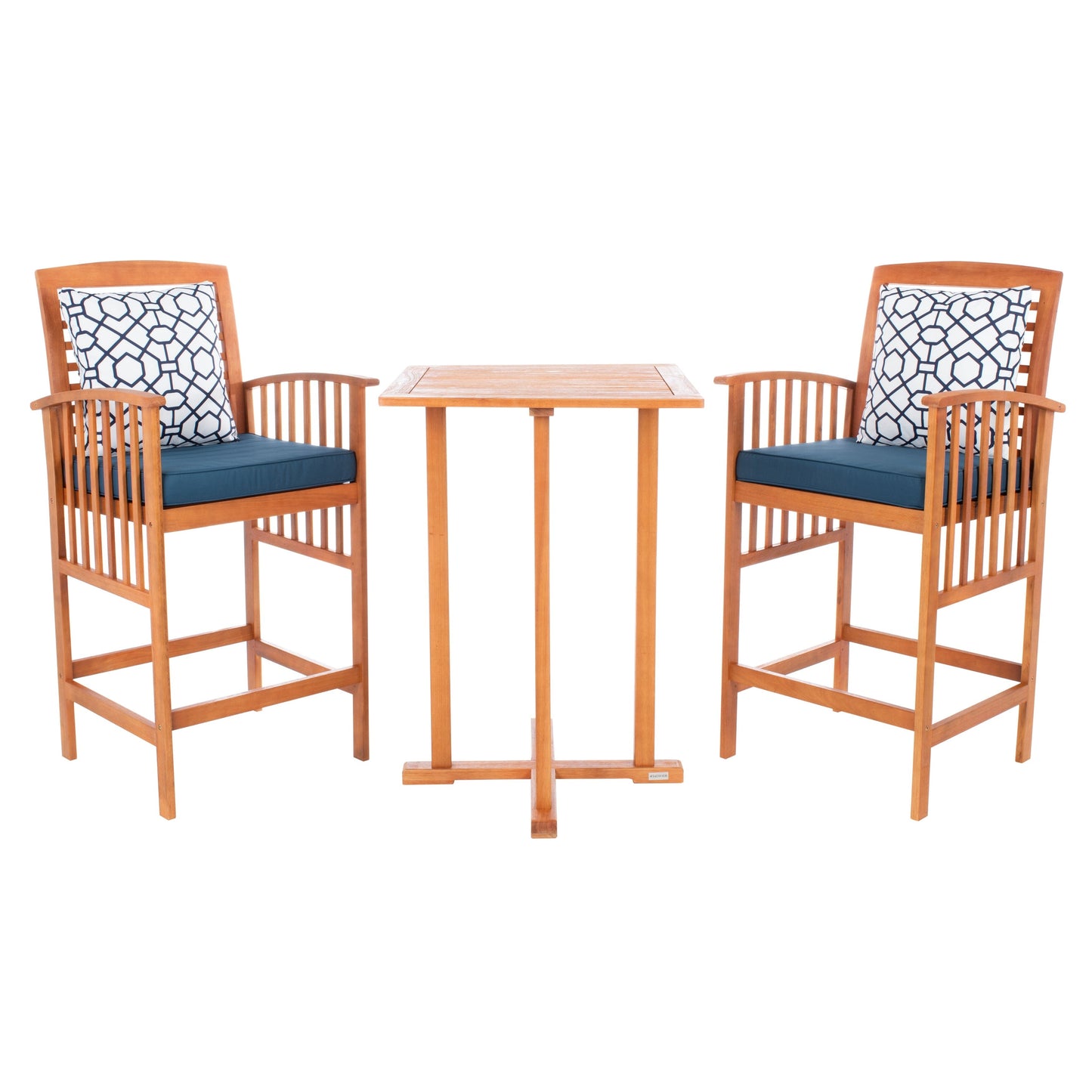 SAFAVIEH Outdoor Sheyla 3-Piece Bar Height Bistro Set - 28Wx28Dx40H