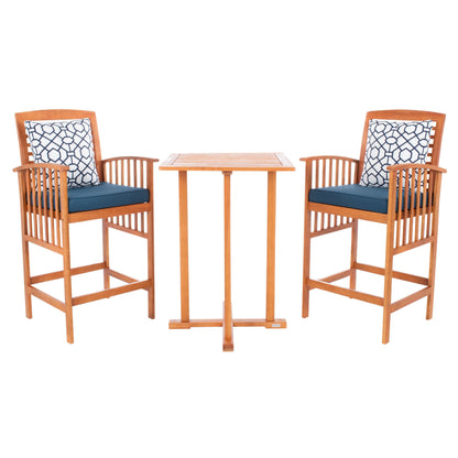 SAFAVIEH Outdoor Sheyla 3-Piece Bar Height Bistro Set - 28Wx28Dx40H
