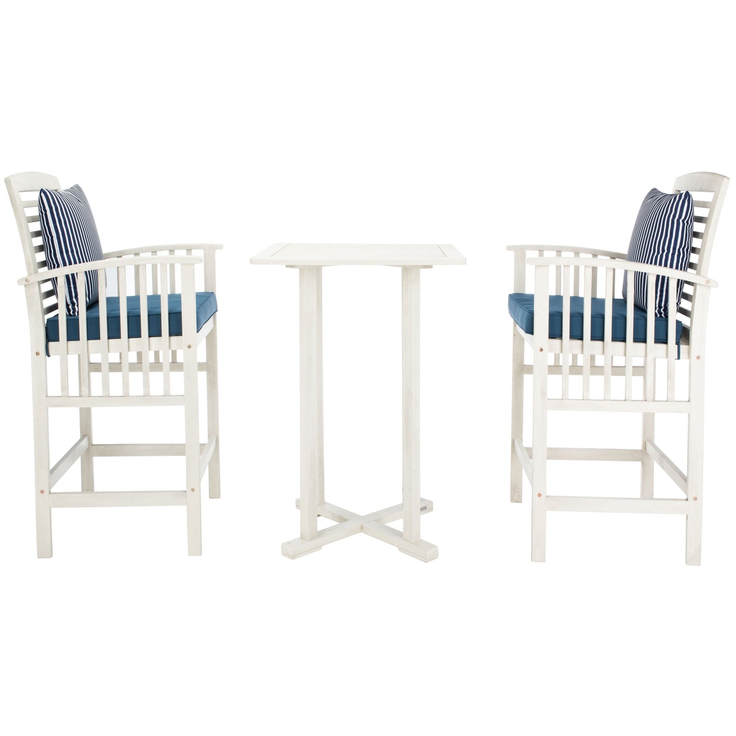 SAFAVIEH Outdoor Sheyla 3-Piece Bar Height Bistro Set - 28Wx28Dx40H