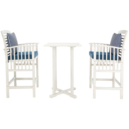 SAFAVIEH Outdoor Sheyla 3-Piece Bar Height Bistro Set - 28Wx28Dx40H