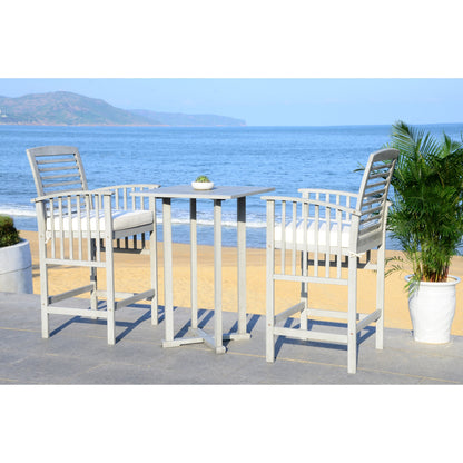 SAFAVIEH Outdoor Sheyla 3-Piece Bar Height Bistro Set - 28Wx28Dx40H