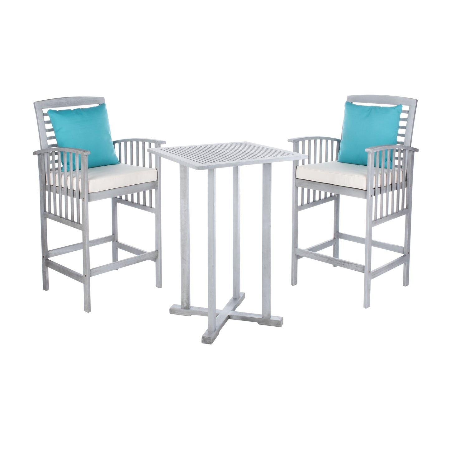 SAFAVIEH Outdoor Sheyla 3-Piece Bar Height Bistro Set - 28Wx28Dx40H