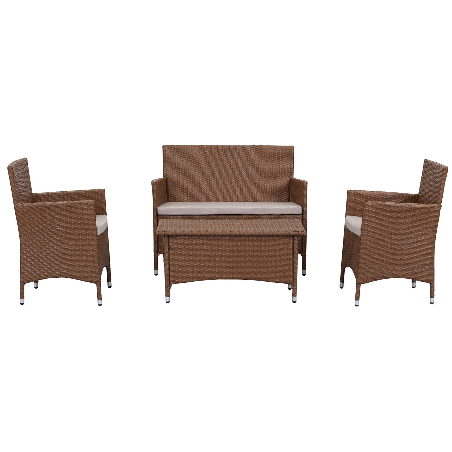 SAFAVIEH Outdoor Simka Brown/ Sand Patio Set (4-Piece) - 43W x 34D x 23H