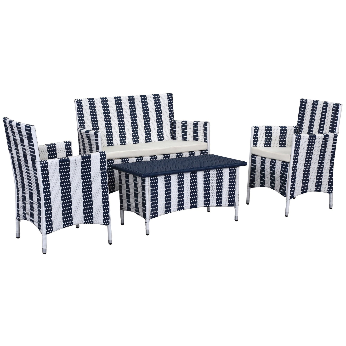 SAFAVIEH Outdoor Simka Brown/ Sand Patio Set (4-Piece) - 43W x 34D x 23H