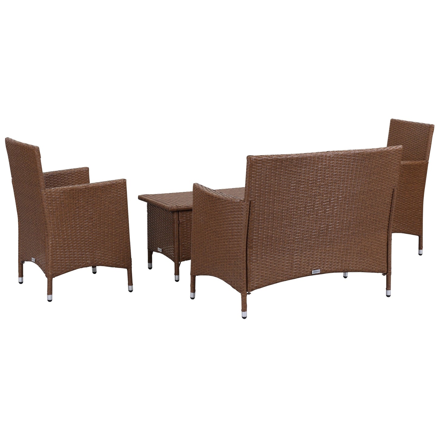 SAFAVIEH Outdoor Simka Brown/ Sand Patio Set (4-Piece) - 43W x 34D x 23H
