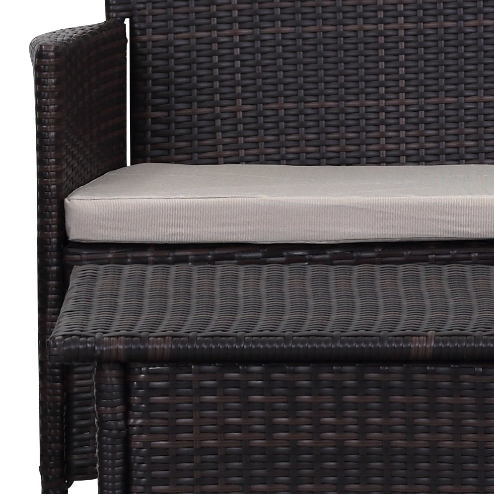 SAFAVIEH Outdoor Simka Brown/ Sand Patio Set (4-Piece) - 43W x 34D x 23H