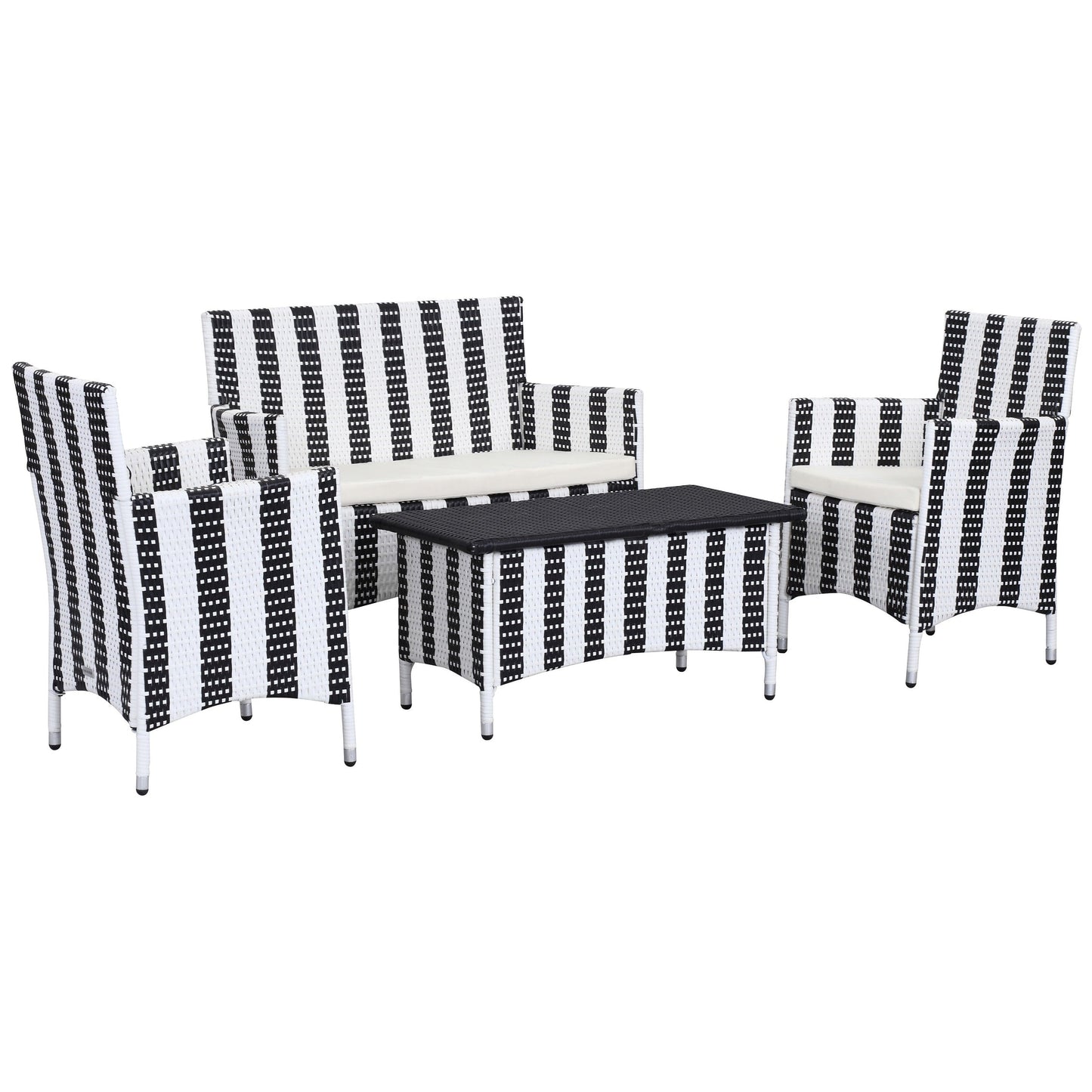 SAFAVIEH Outdoor Simka Brown/ Sand Patio Set (4-Piece) - 43W x 34D x 23H