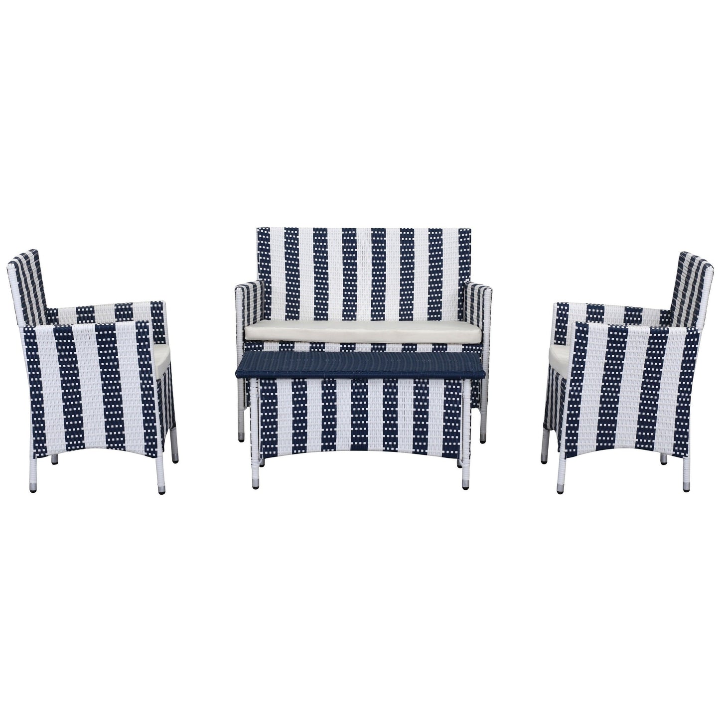 SAFAVIEH Outdoor Simka Brown/ Sand Patio Set (4-Piece) - 43W x 34D x 23H