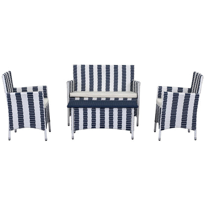 SAFAVIEH Outdoor Simka Brown/ Sand Patio Set (4-Piece) - 43W x 34D x 23H