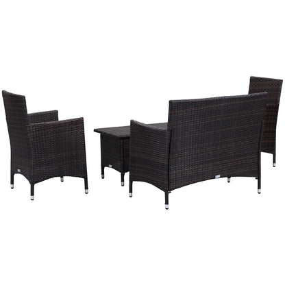 SAFAVIEH Outdoor Simka Brown/ Sand Patio Set (4-Piece) - 43W x 34D x 23H