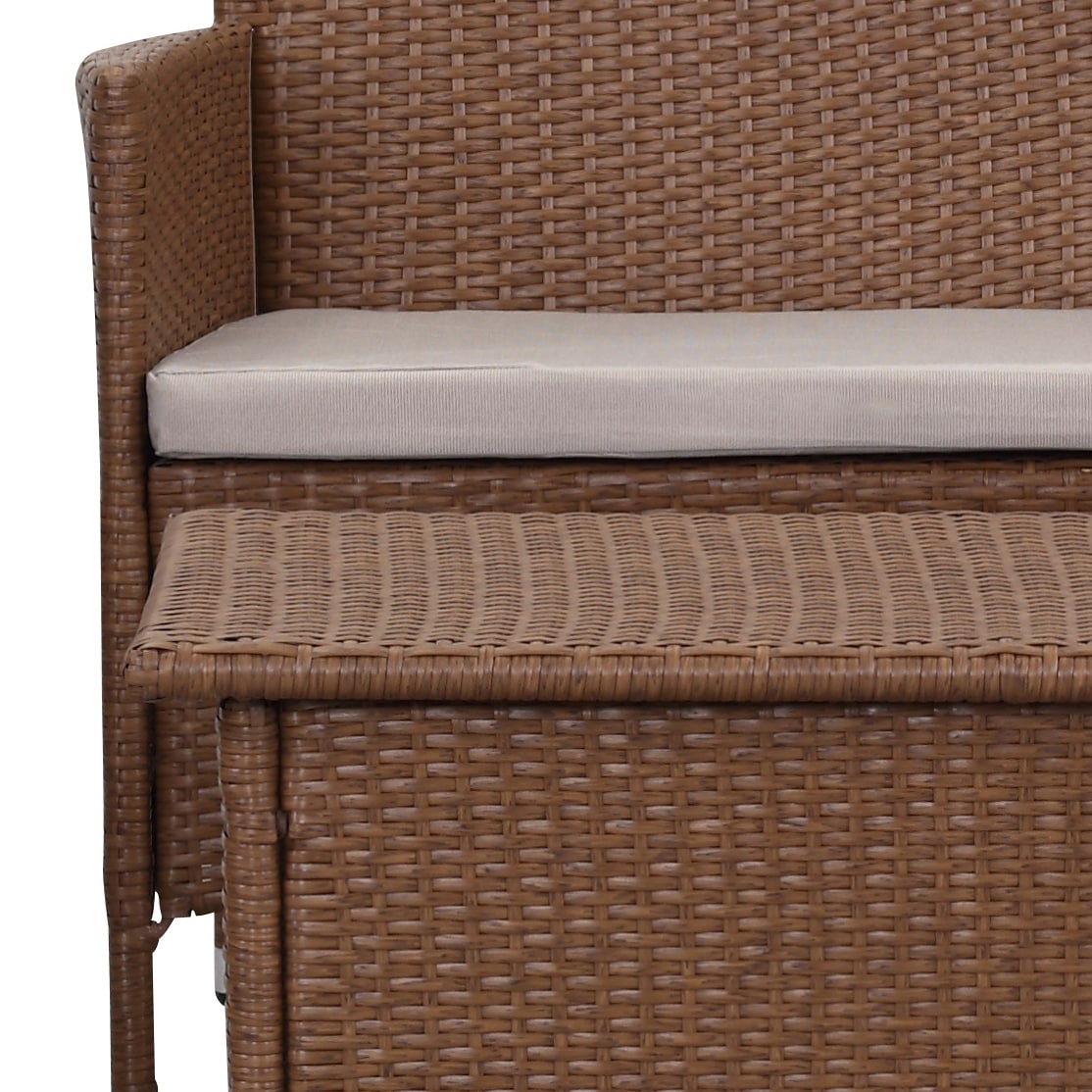 SAFAVIEH Outdoor Simka Brown/ Sand Patio Set (4-Piece) - 43W x 34D x 23H