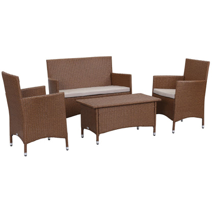 SAFAVIEH Outdoor Simka Brown/ Sand Patio Set (4-Piece) - 43W x 34D x 23H