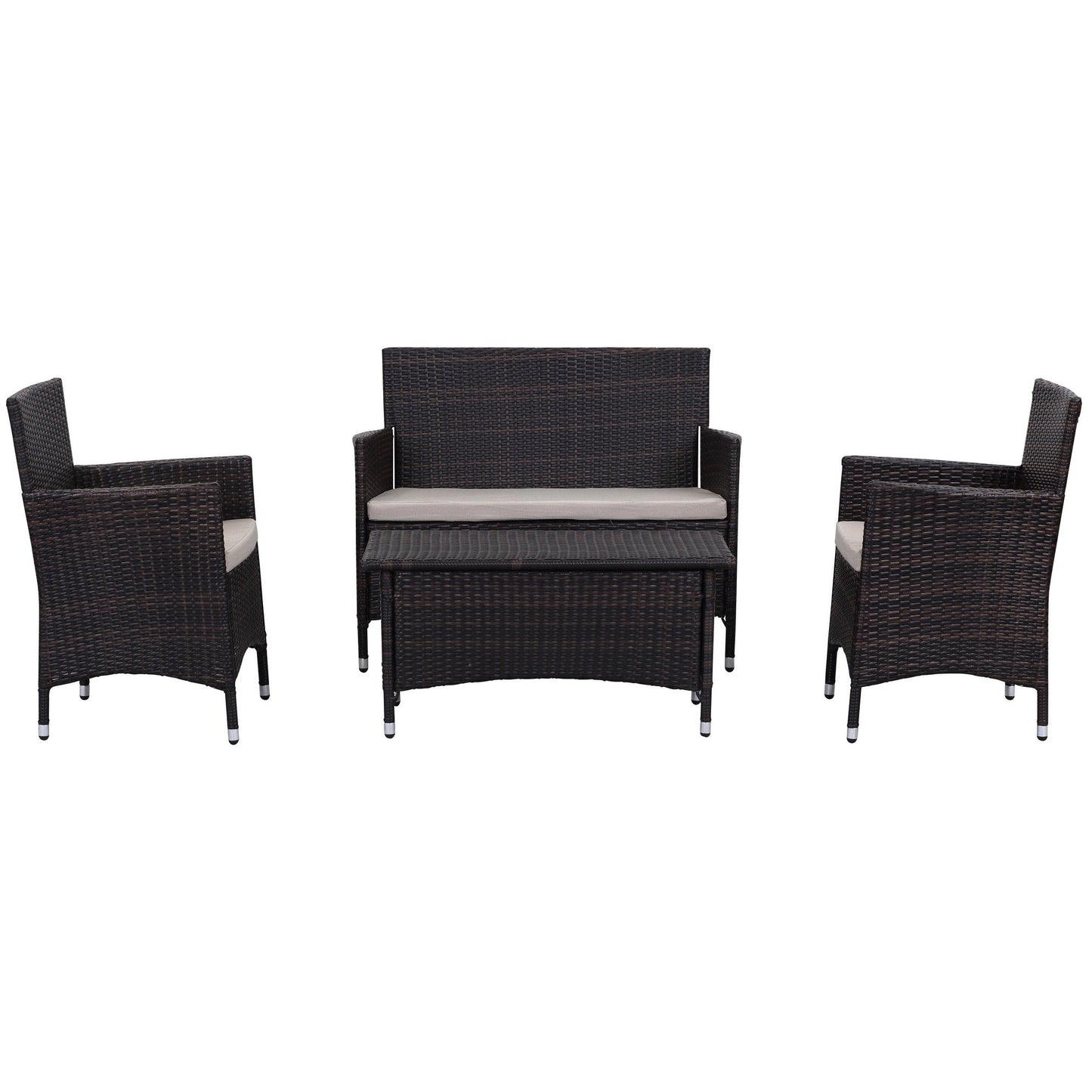 SAFAVIEH Outdoor Simka Brown/ Sand Patio Set (4-Piece) - 43W x 34D x 23H