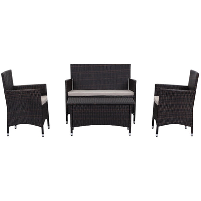 SAFAVIEH Outdoor Simka Brown/ Sand Patio Set (4-Piece) - 43W x 34D x 23H