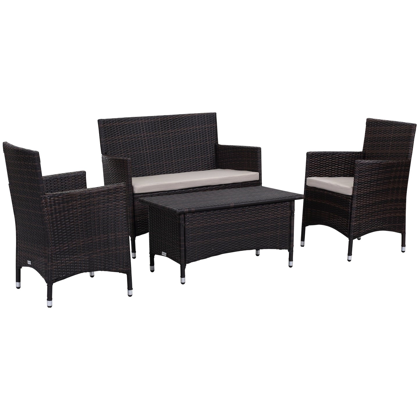 SAFAVIEH Outdoor Simka Brown/ Sand Patio Set (4-Piece) - 43W x 34D x 23H