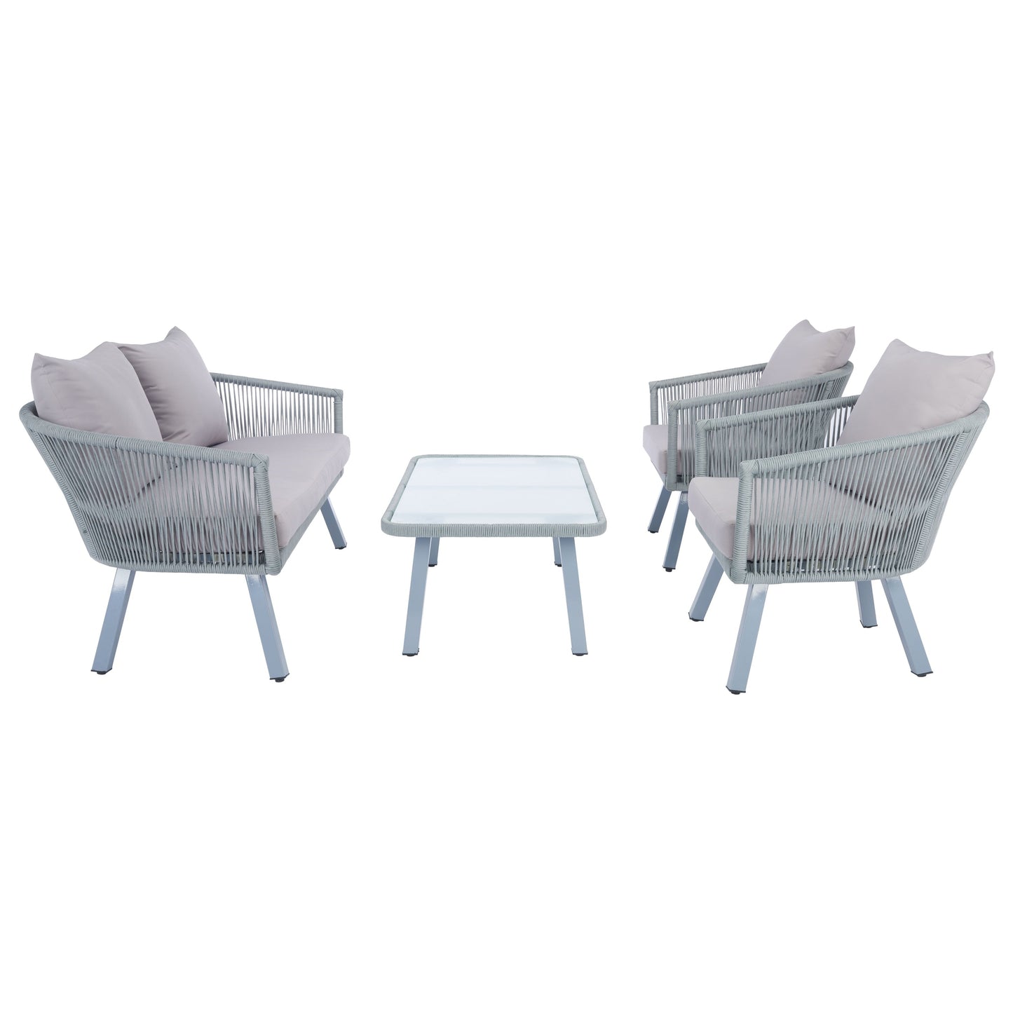 SAFAVIEH Outdoor Sneh-Lata 4-Piece Rope Patio Set - 54W x 27D x 26H