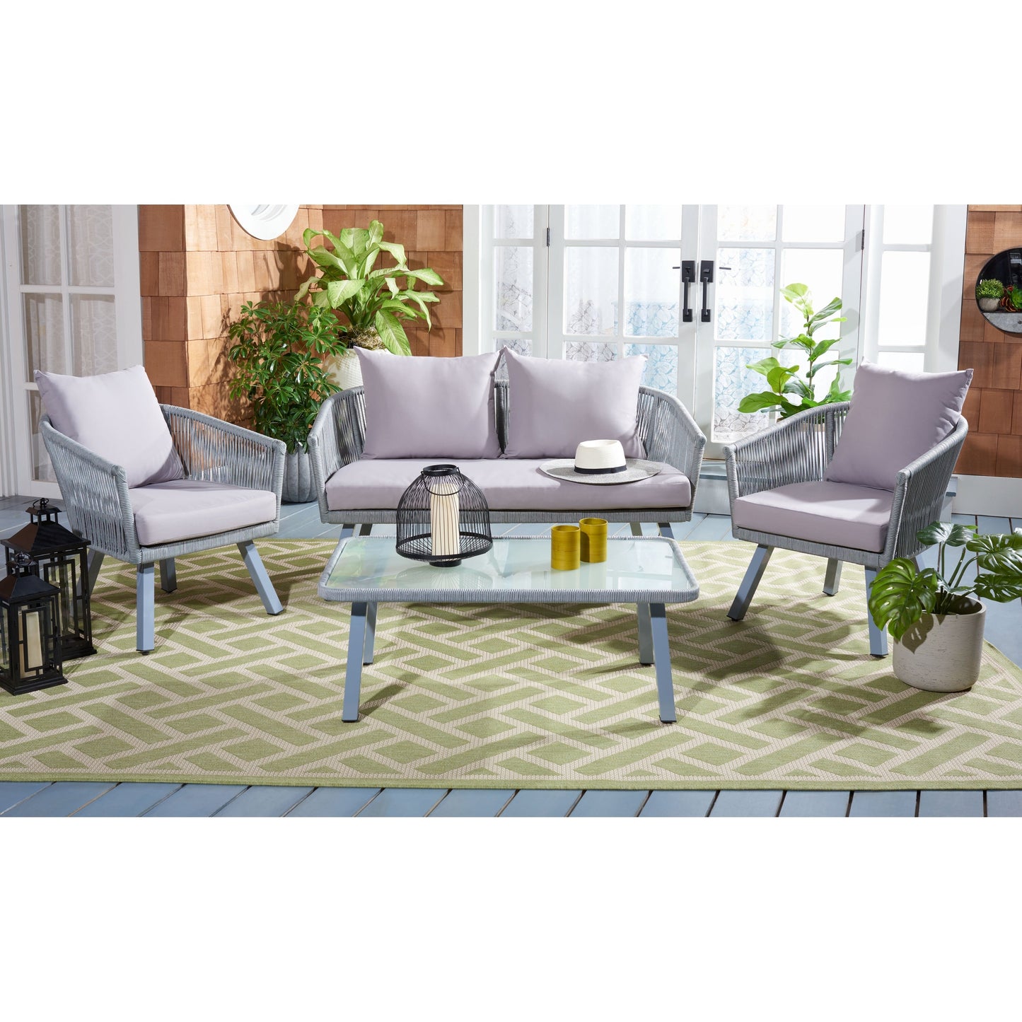 SAFAVIEH Outdoor Sneh-Lata 4-Piece Rope Patio Set - 54W x 27D x 26H