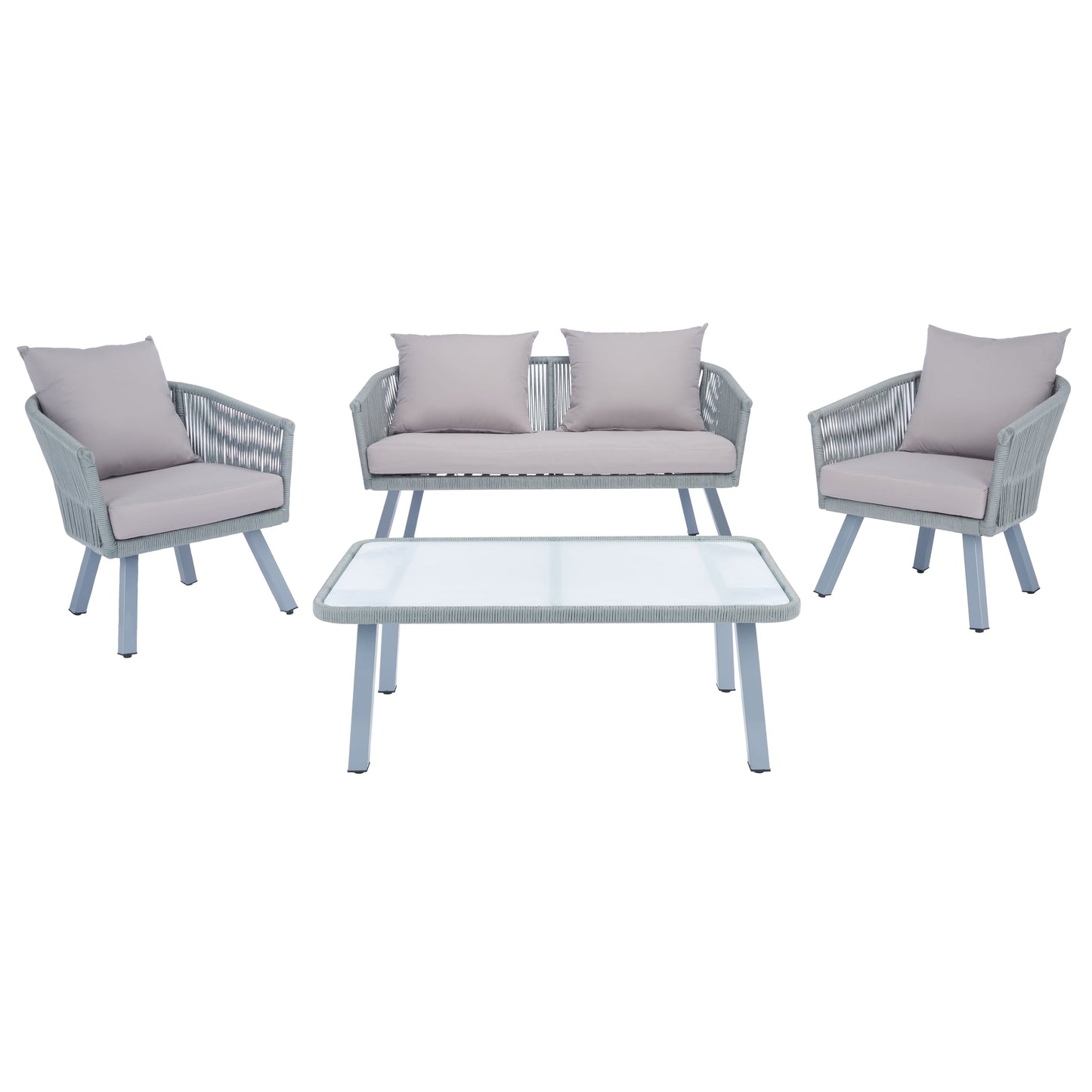 SAFAVIEH Outdoor Sneh-Lata 4-Piece Rope Patio Set - 54W x 27D x 26H