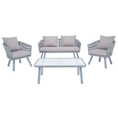 SAFAVIEH Outdoor Sneh-Lata 4-Piece Rope Patio Set - 54W x 27D x 26H