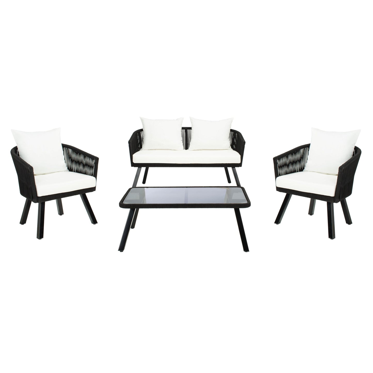 SAFAVIEH Outdoor Sneh-Lata 4-Piece Rope Patio Set - 54W x 27D x 26H