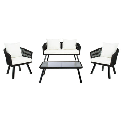 SAFAVIEH Outdoor Sneh-Lata 4-Piece Rope Patio Set - 54W x 27D x 26H