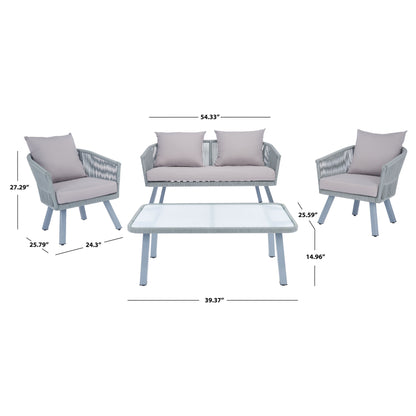 SAFAVIEH Outdoor Sneh-Lata 4-Piece Rope Patio Set - 54W x 27D x 26H
