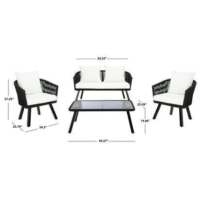 SAFAVIEH Outdoor Sneh-Lata 4-Piece Rope Patio Set - 54W x 27D x 26H