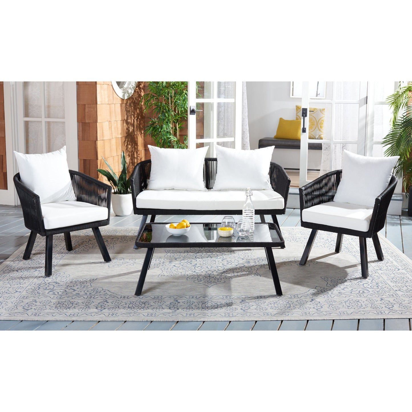 SAFAVIEH Outdoor Sneh-Lata 4-Piece Rope Patio Set - 54W x 27D x 26H