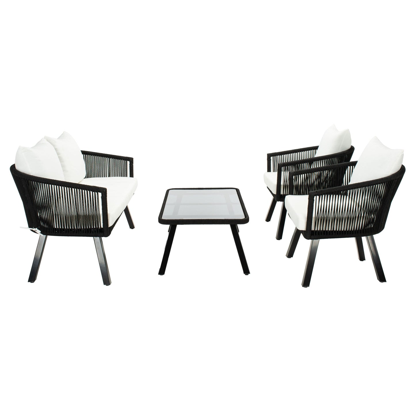SAFAVIEH Outdoor Sneh-Lata 4-Piece Rope Patio Set - 54W x 27D x 26H