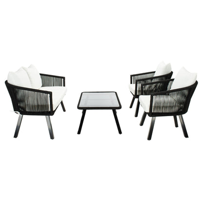 SAFAVIEH Outdoor Sneh-Lata 4-Piece Rope Patio Set - 54W x 27D x 26H