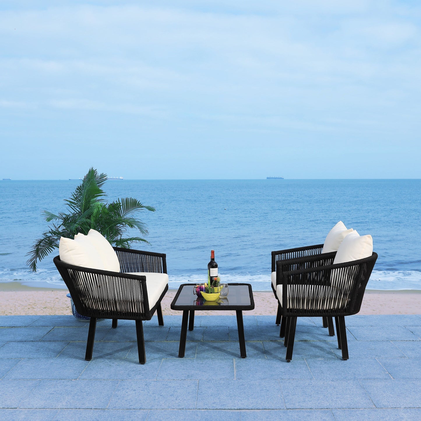 SAFAVIEH Outdoor Sneh-Lata 4-Piece Rope Patio Set - 54W x 27D x 26H