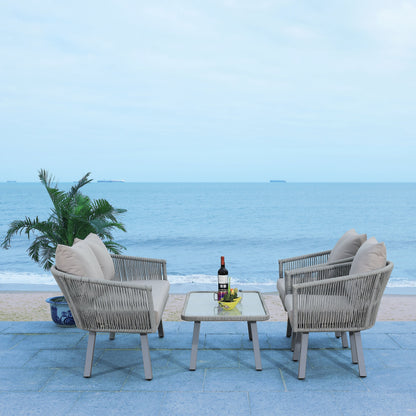 SAFAVIEH Outdoor Sneh-Lata 4-Piece Rope Patio Set - 54W x 27D x 26H